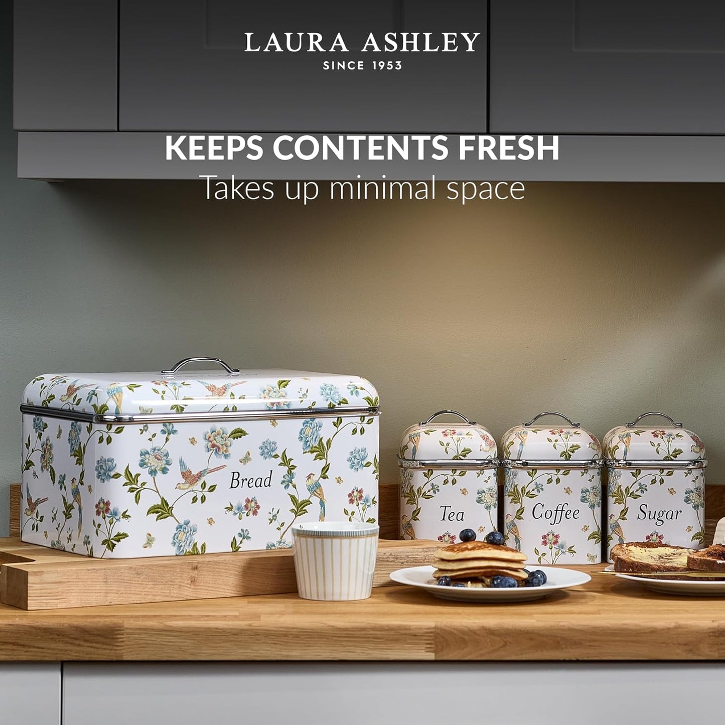 Laura Ashley Canister Set - Elegant 3-Piece VQ Design in Elveden White