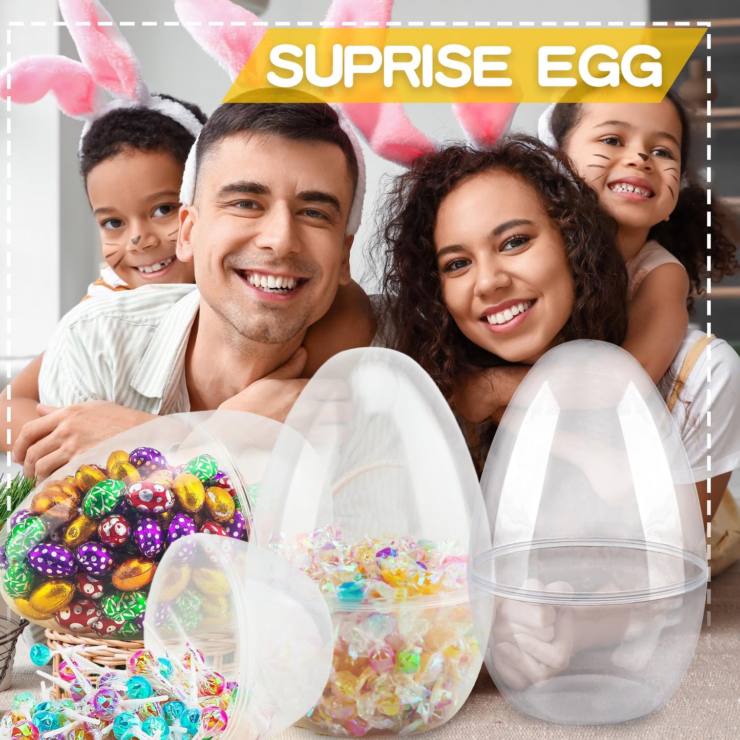 12 Inch/ 10 Inch/ 8 Inch Giant Clear Easter Eggs Fillable 4/5/ 6/7 Pcs Jumbo Plastic Easter Eggs Large Easter Eggs Empty for Egg Hunt Supplies Easter (4 Pcs - Clear (10 Inch))