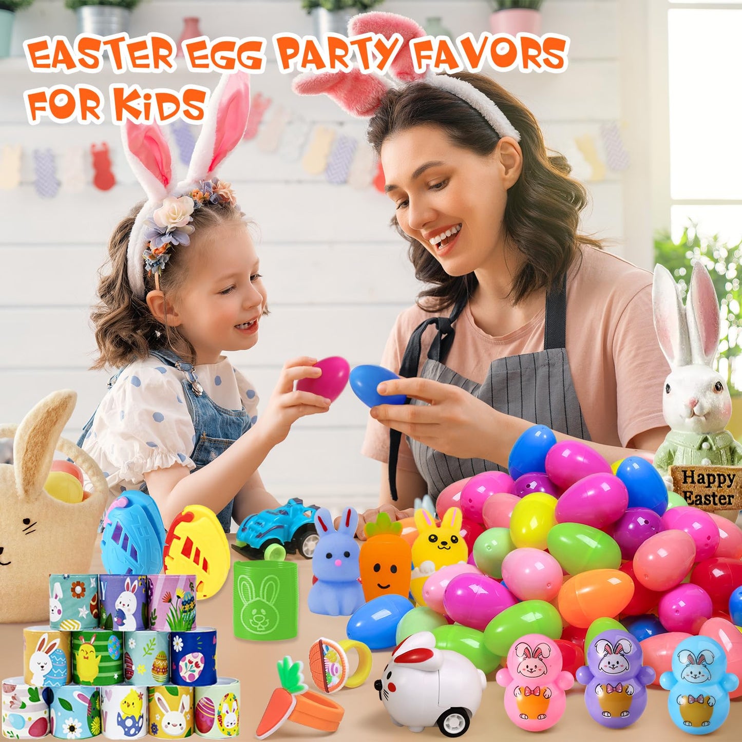 KPHNGB 200PCS Pre-Filled Easter Eggs with Toys, Easter Basket Stuffers, Bulk Filled Plastic Egg Party Favors, Easter Egg Hunt Prizes Toys for Kids Classroom Gift Toddler Goodie Bag Stuffers