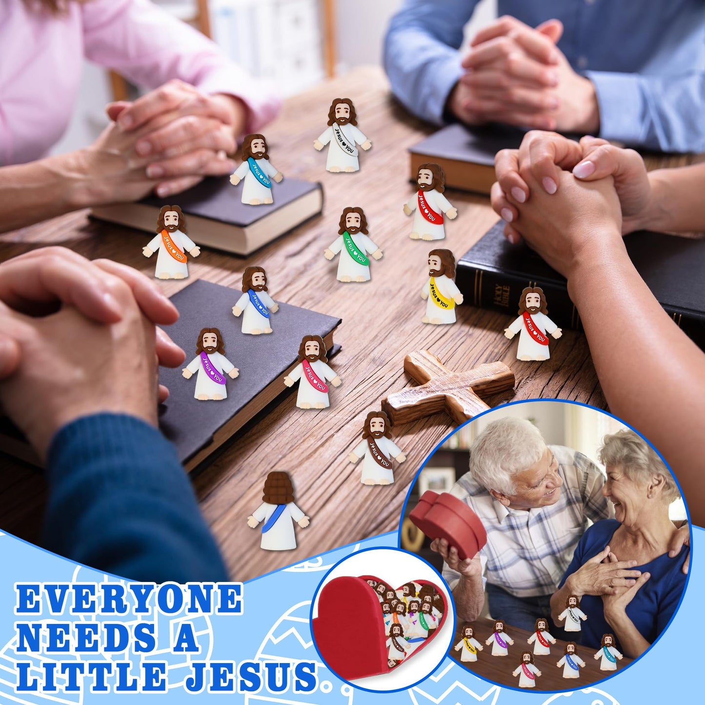 100 Pack Little Jesus Figures, Mini Jesus Figurines in Bulk Easter Jesus Loves You Tiny Christ Toys to Hide and Seek Sunday School Religious Party Favors Baby Jesu Baptism Gift for Easter Egg Stuffers