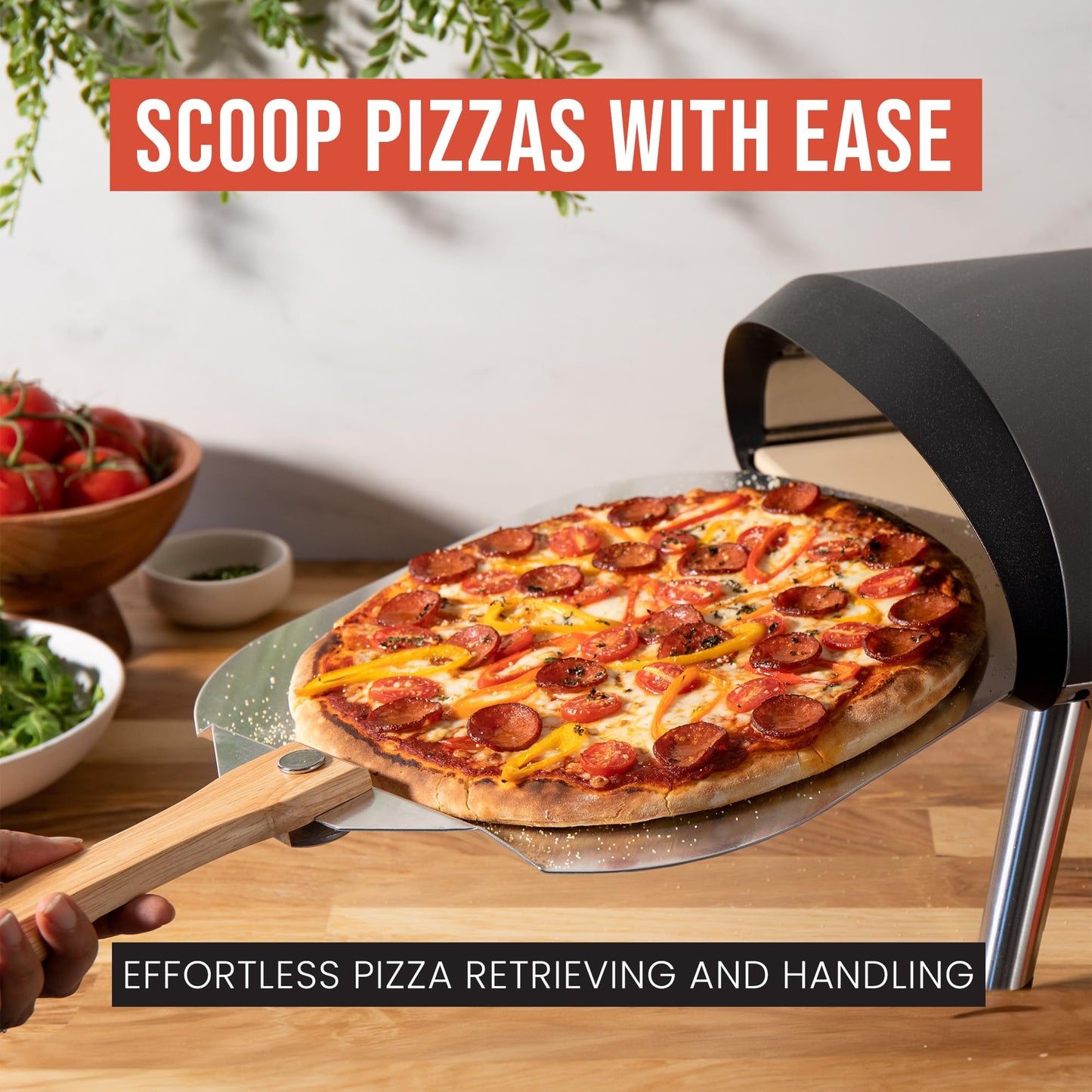 Chef Pomodoro Pizza Peel 16 inch, Pizza Spatula with Foldabe Wood Handle for Easy Storage, Pizza Accessory for Homemade Pizza