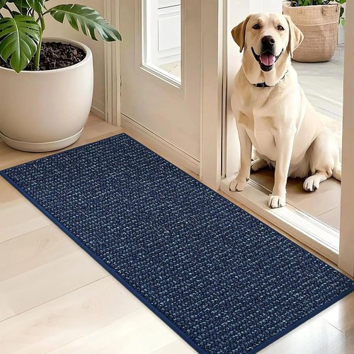 BEQHAUSE Dirt Trapper Door Mat - Non-Slip, Washable Entrance Mat | 20" x 48", Blue, Dirt Resistant & Absorbent
