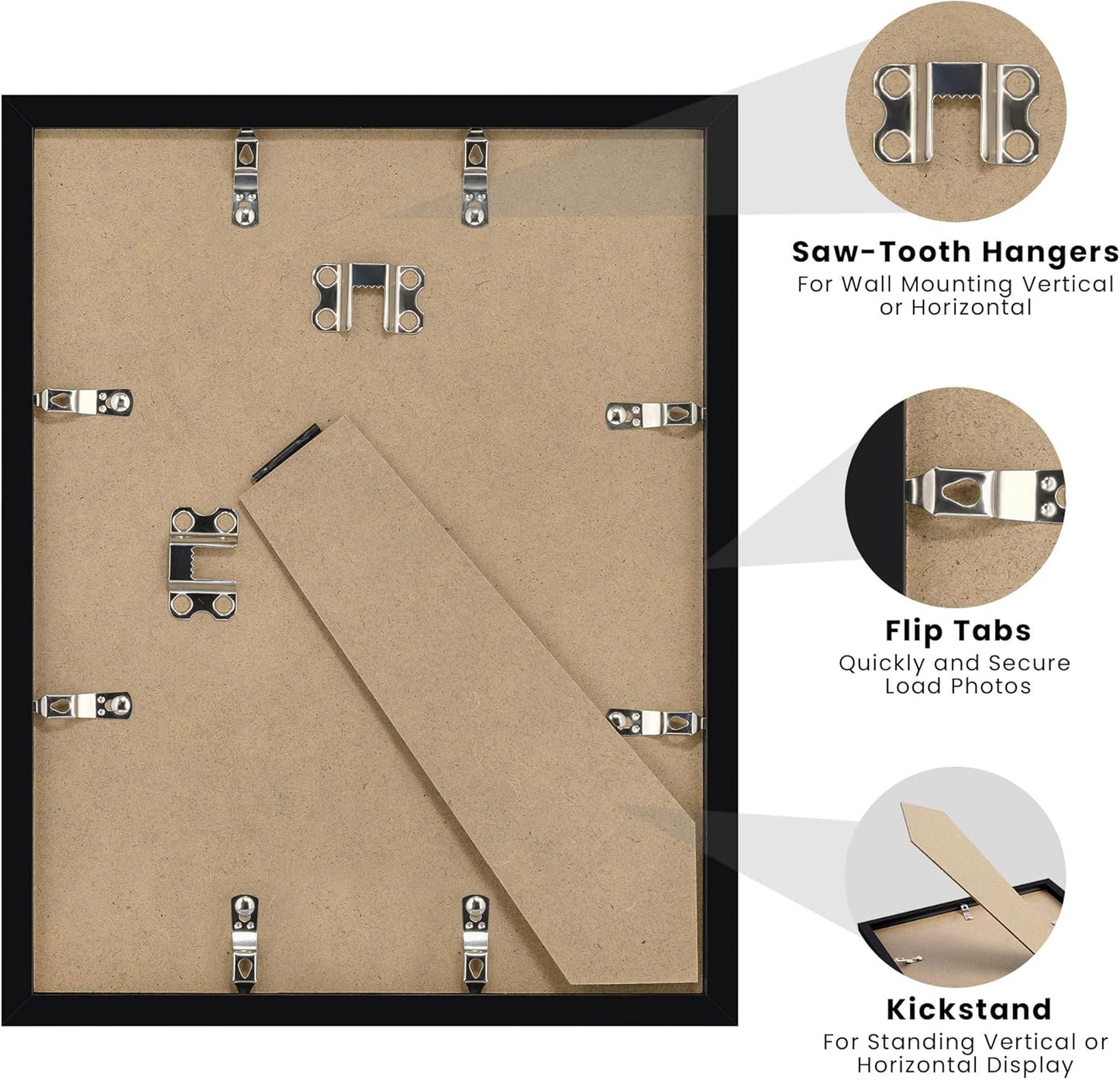 Upsimples 11x14 Diploma Frame - Clear Plexiglass for 8.5x11 Certificates or 11x14 Photos | Black Finish
