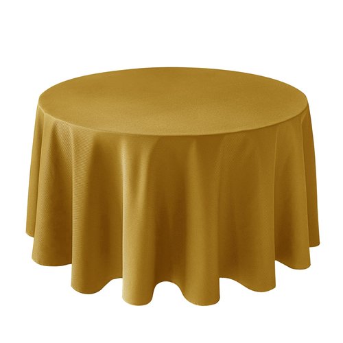 Biscaynebay Textured Fabric Christmas Round Table Cloth 90", Gold Water Resistant Washable Folding Table Covers for Dining, Kitchen, Wedding, Parties Machine Washable
