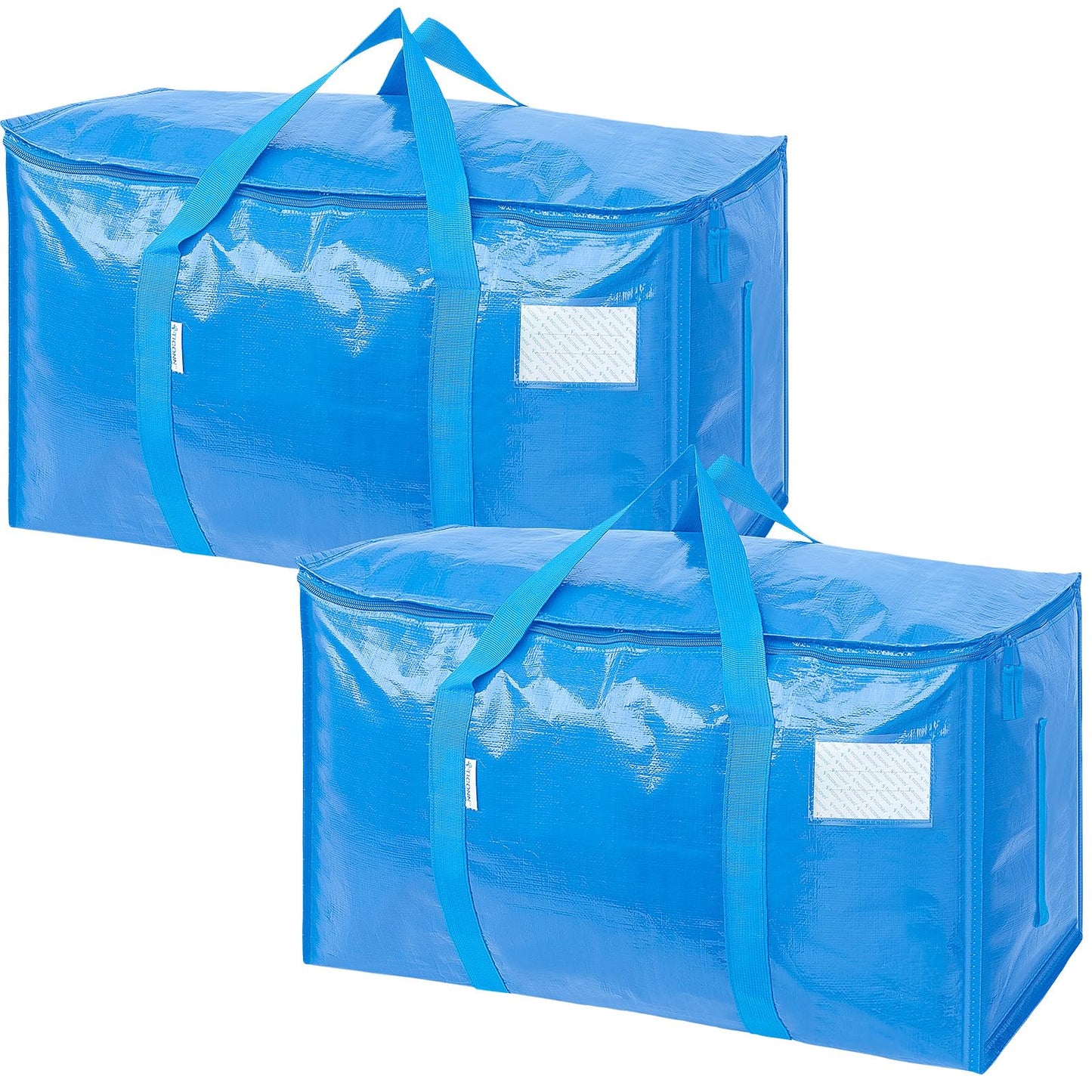 TICONN 2 Pack Extra Large Moving Bags Heavy Duty with Zippers & Carrying Handles, Durable Storage Bags Moving Boxes for Closet Organizers and Storage (2 Pack, Sky Blue)