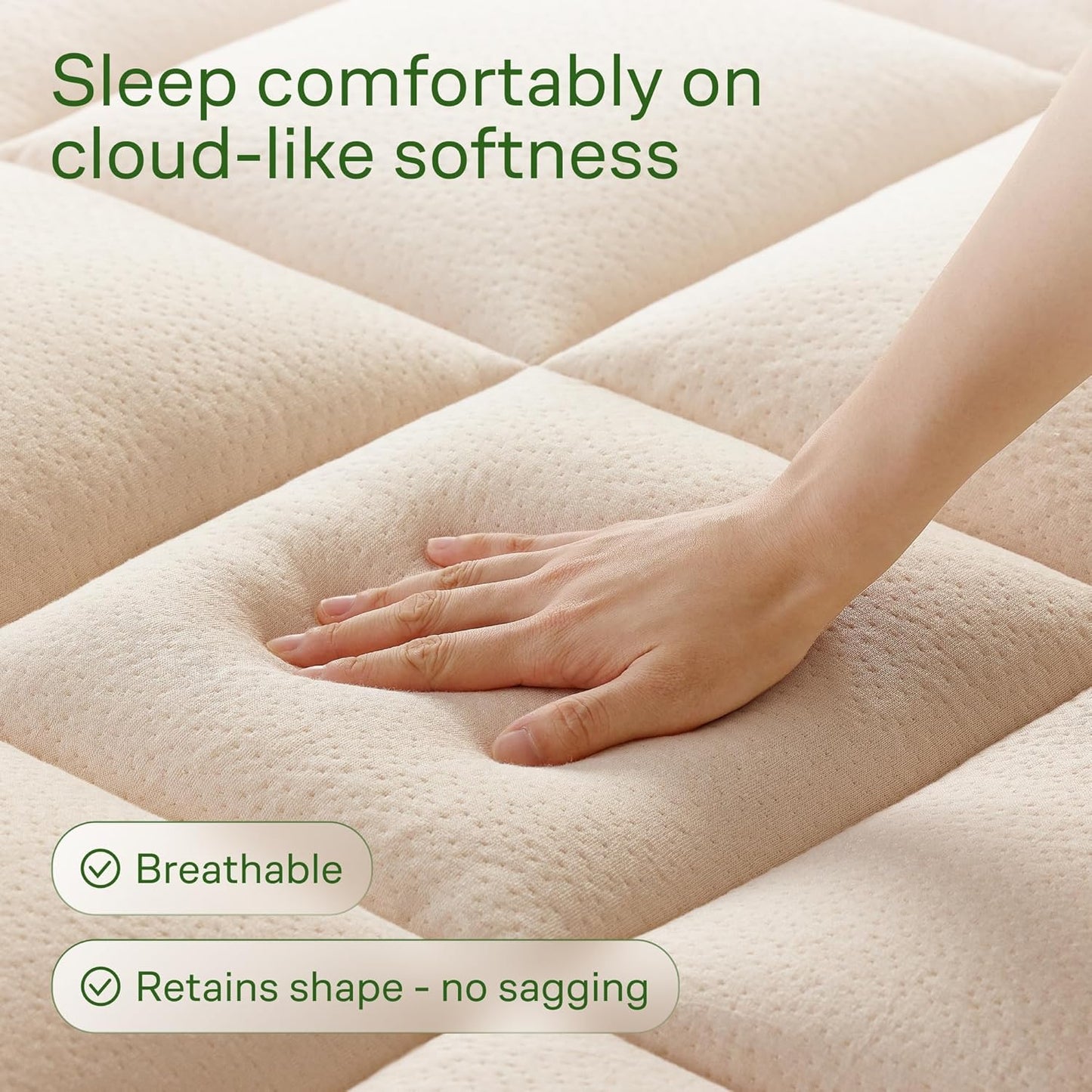 Niagara Ultra Soft King Size Mattress Topper - Bamboo Viscose Pillow Top for Back Pain Relief | Naturally Cooling, Beige