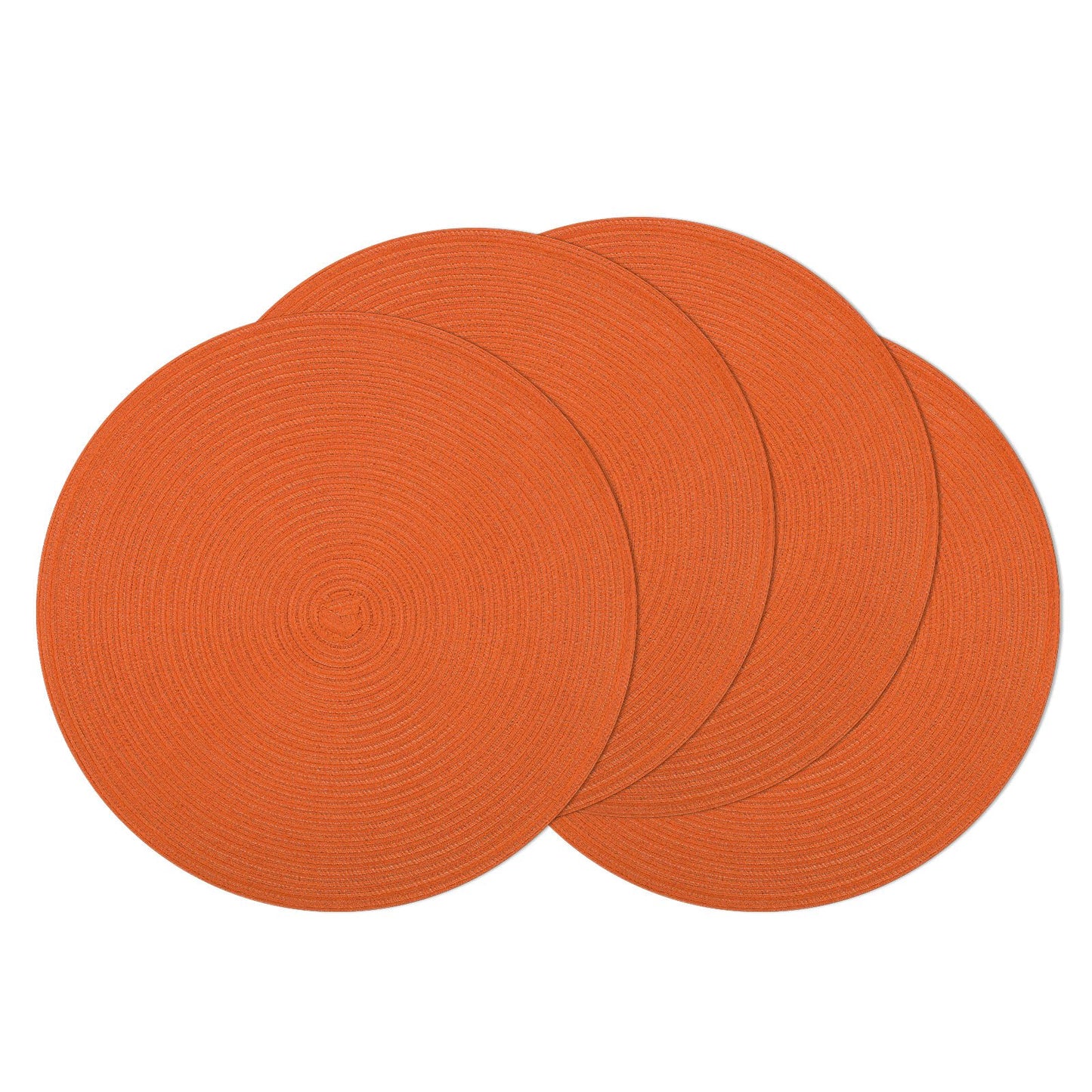 SHACOS Round Placemats Set of 4 for Dining Table Autumn Fall Round Braided Place Mats Washable Non Slip Kitchen Table Mats Decor, Bright Orange