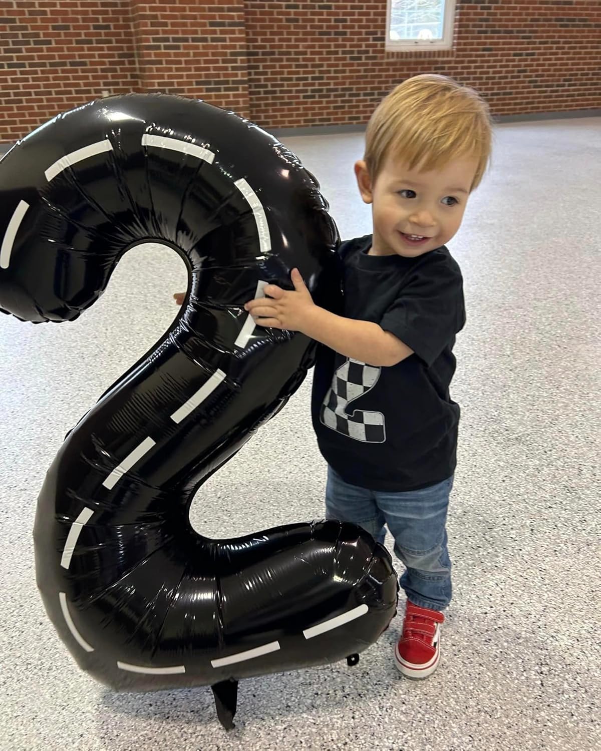 Race Car 2 Balloon - 40 Inch Black Number 2 Balloon for Birthday Party Decorations