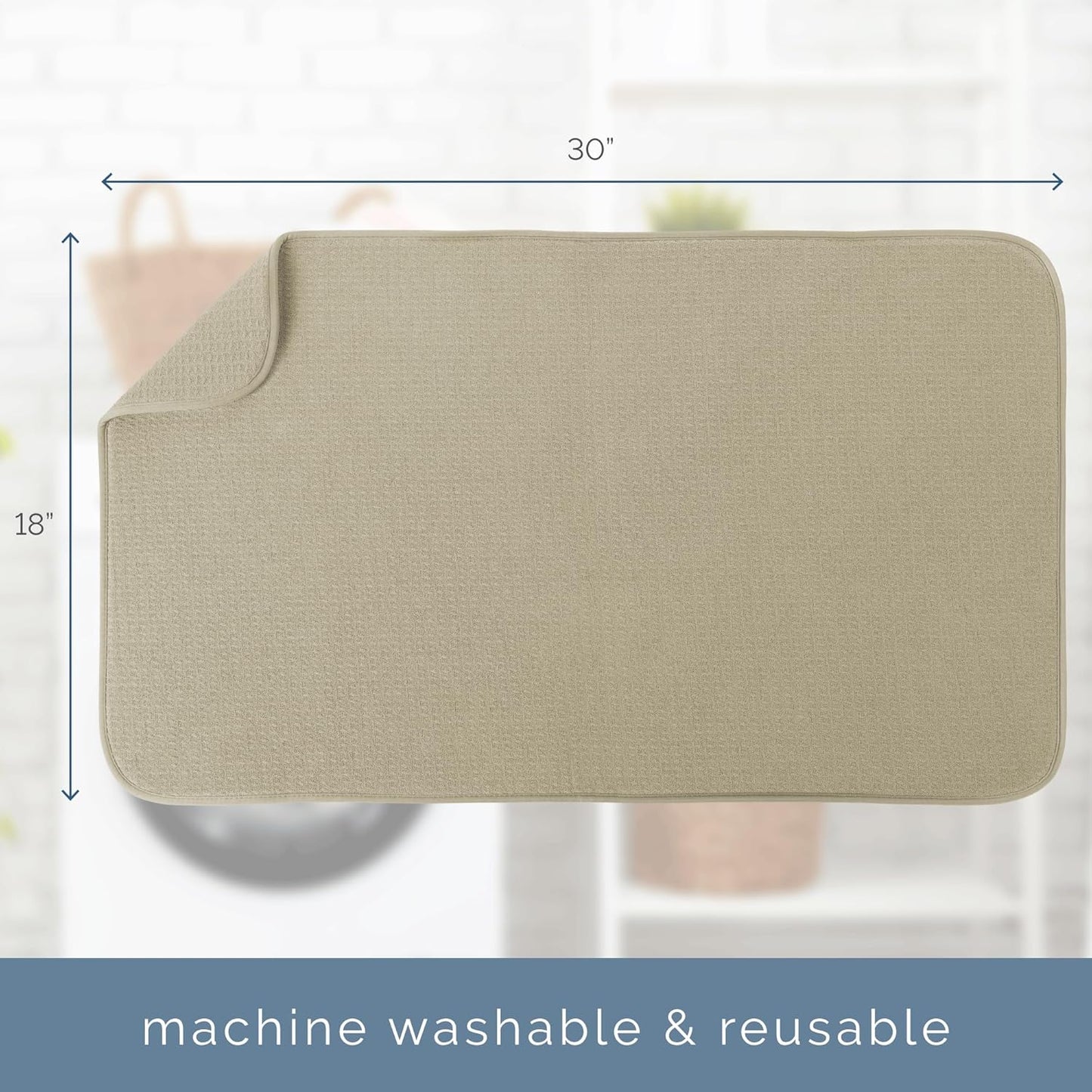 S&T INC. Jumbo Dish Drying Mat - Absorbent Microfiber Kitchen Counter Pad, 18” x 30” in Pure Cashmere
