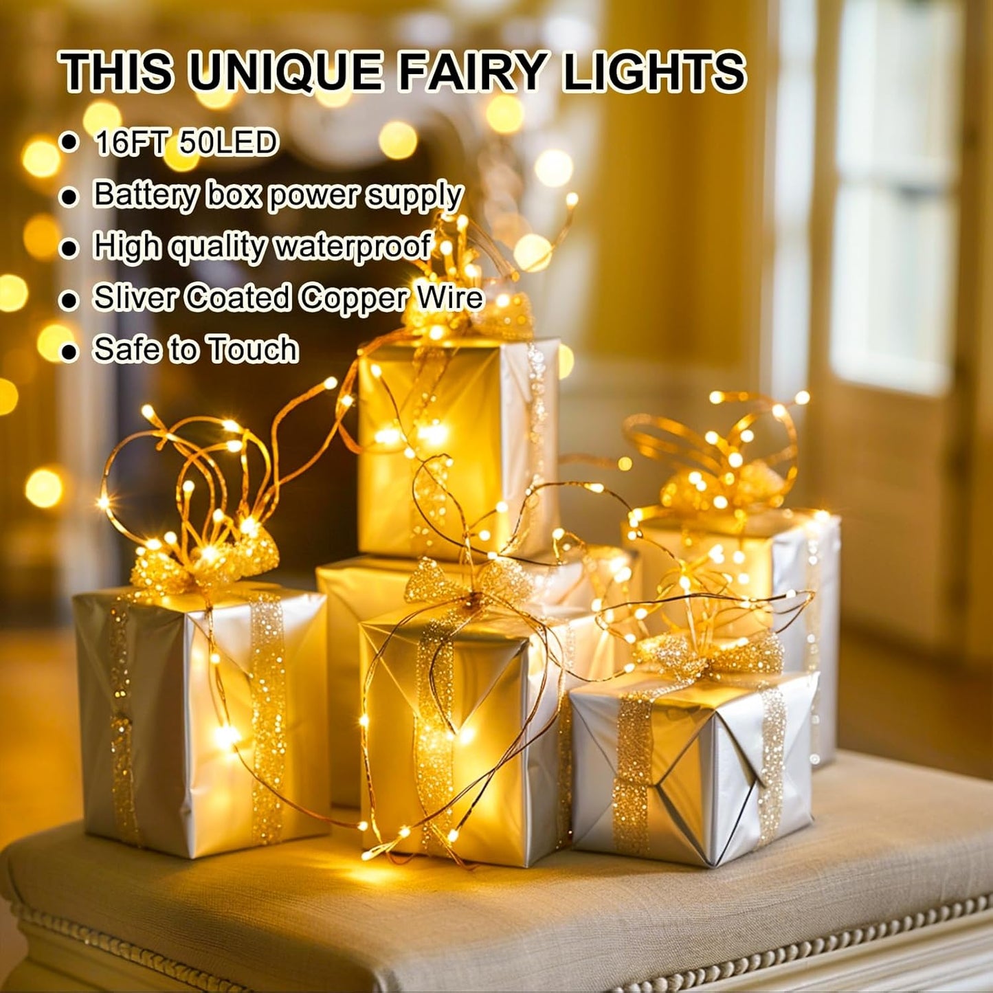 Skiennix Fairy Lights - Battery Operated 16FT Warm White Mini Twinkle Lights | 8 Modes & Auto Timer, Waterproof for Parties