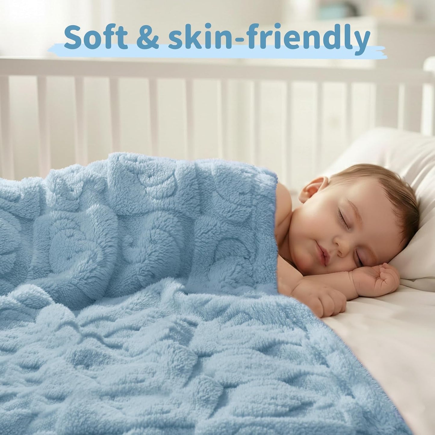 Pro Goleem Baby Boy Blanket - Soft Fleece 30" x 40" Blue Crib & Stroller Blanket for Newborns