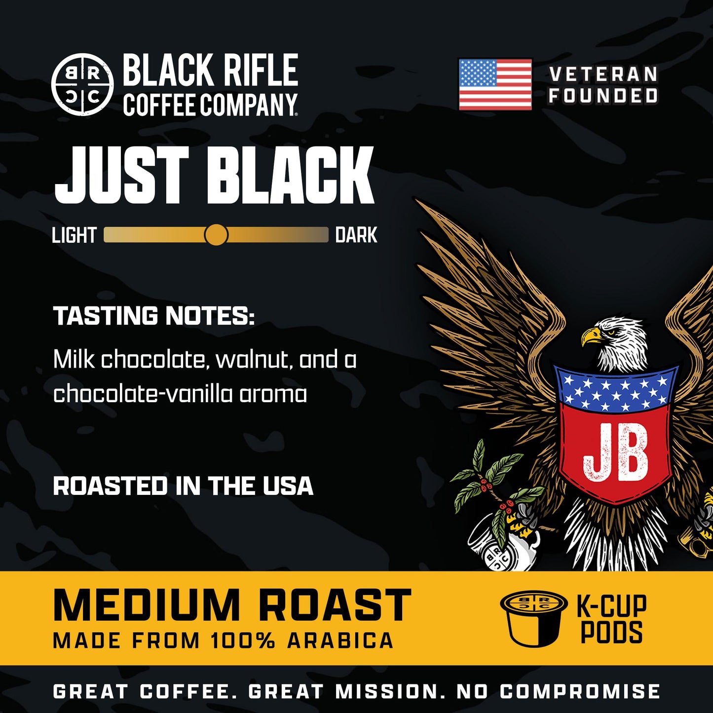 Black Rifle Coffee Company Just Black, 84 Count, Medium Roast K Cups - Single Serve K Cups Coffee Pods - Kcup Pods Compatible with all Keurig machines - Made from Arabica Beans