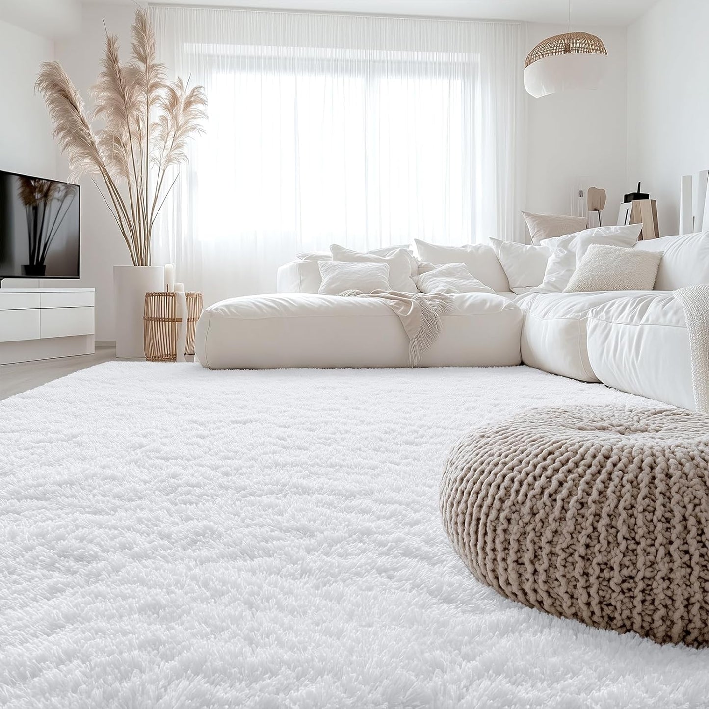 OLANLY 6x6 Area Rug - Soft, Fluffy Shaggy Design | Machine Washable Indoor Carpet for Kids & Home Decor