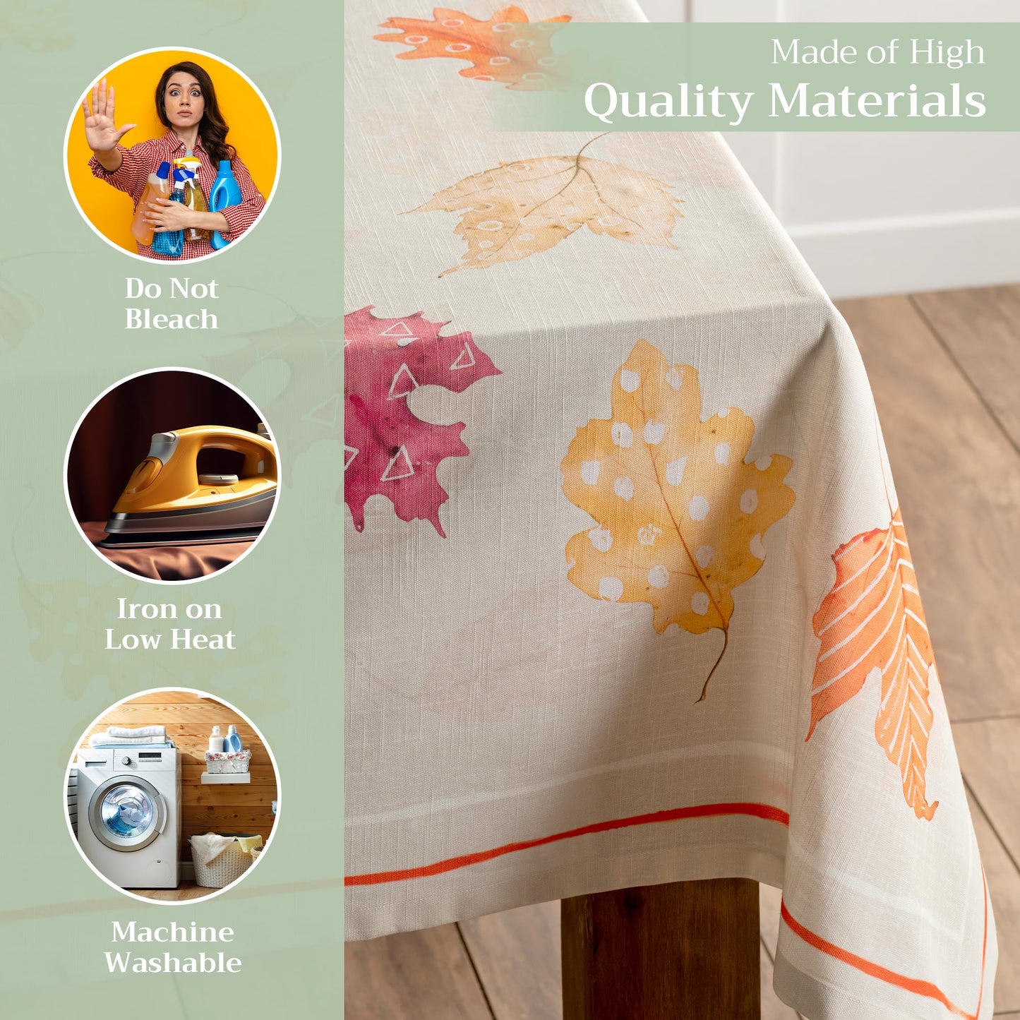 Maison d' Hermine Table Cloth Rectangle Table 100% Cotton 54 x 72 Inches Fall Tablecloth Reusable Everyday Use for Thanksgiving Christmas Decorations Dining Farmhouse Party (Colours of Autumn)