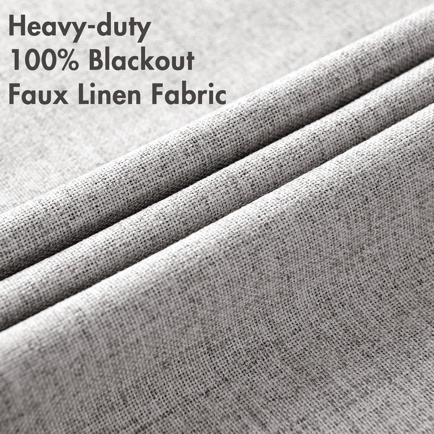 MIULEE Blackout Curtains - 100% Thermal Insulated Light Gray Linen Texture Drapes | 52x72 Inch (2 Panels)