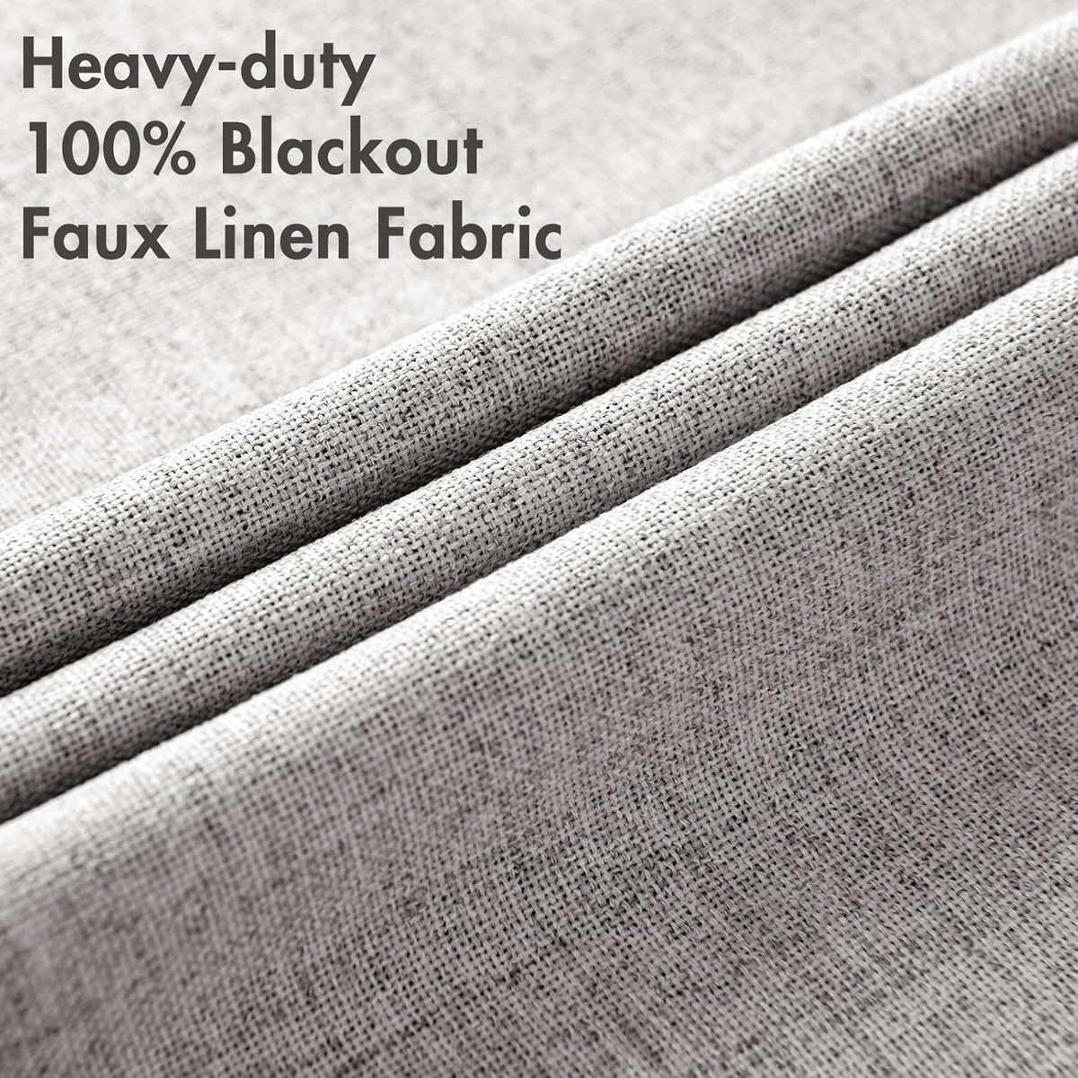 MIULEE 90-Inch Linen Texture Curtains - 100% Blackout Thermal Insulated Light Gray Drapes | 52x90 Inch (2 Panels)