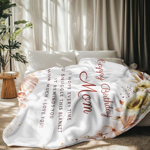 Jnufoju Birthday Gifts for Mom, Mom Birthday Gifts from Daughter Son, Unique Gift for Mothers Birthday, Mothers Bday Gift Fleece Blanket 60 x 50 Inch