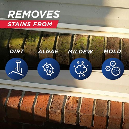 30 Seconds Outdoor Cleaner - Effectively Cleans Moss Stains from House, Deck & Patio | 3 Bottles & Hose End Spray (64 Fl Oz)