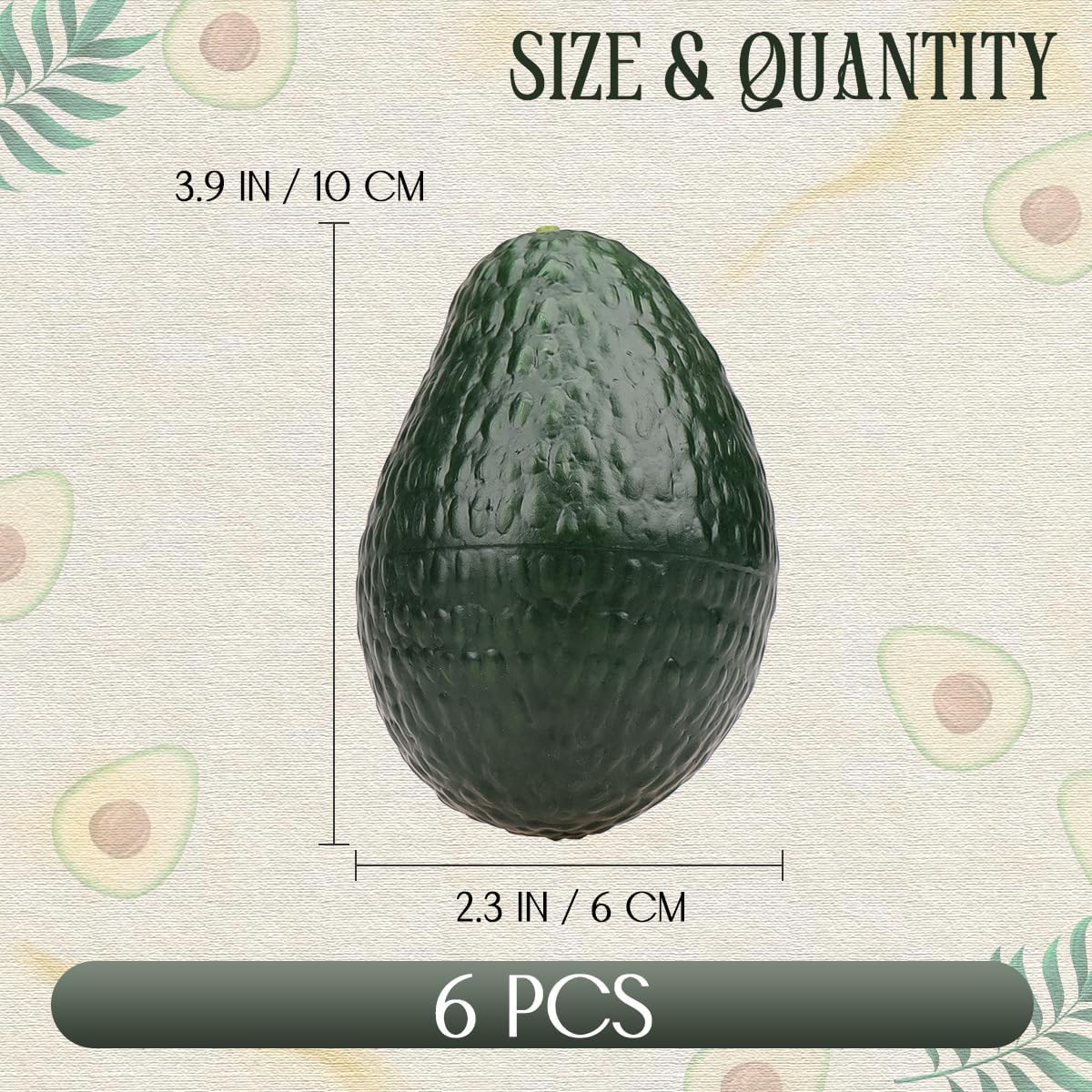 Artificial Lifelike Avocado Decorations - 6pcs Fake Fruit for Home & Party Props