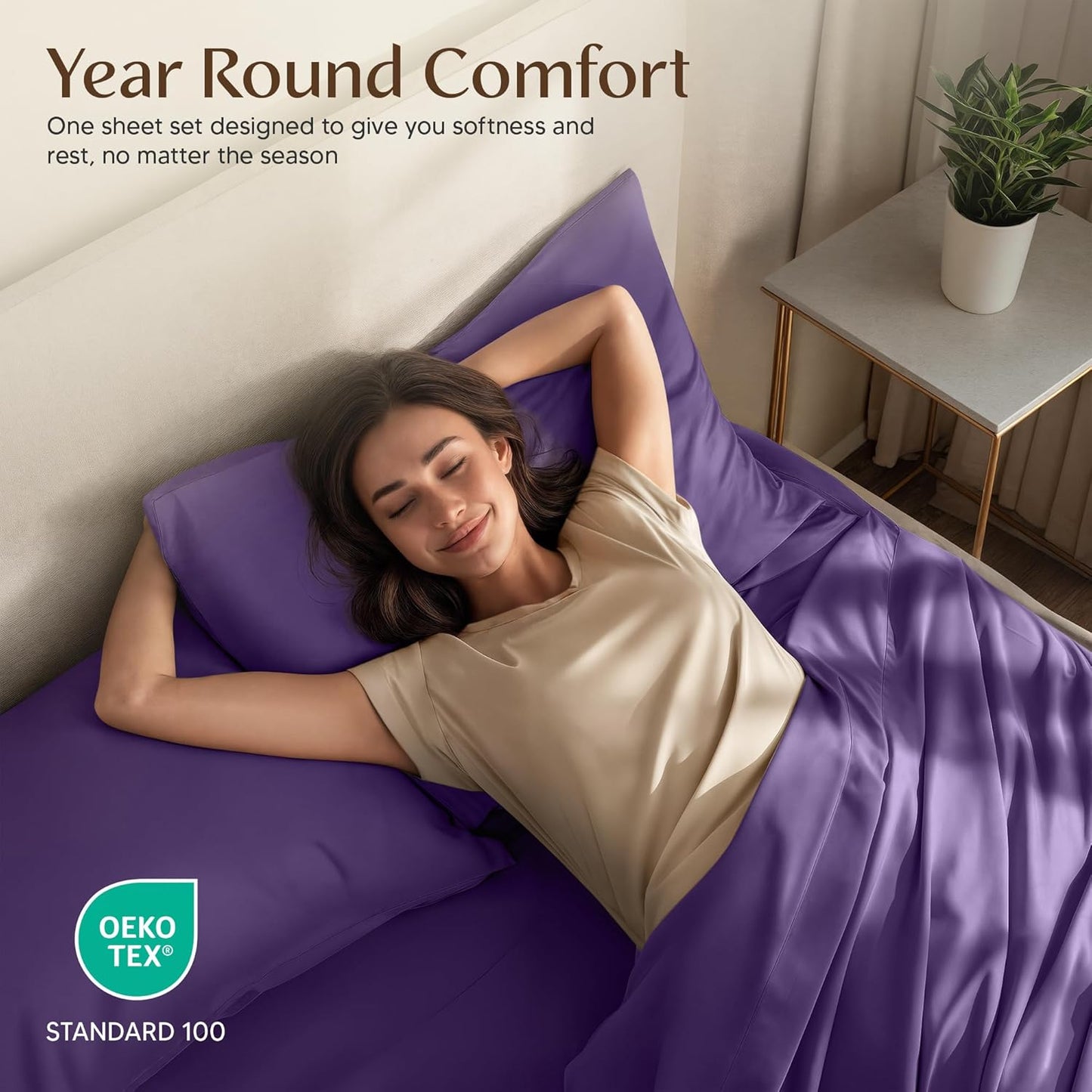 Utopia Bedding King Size Sheet Set - Soft, Breathable Microfiber, 4-Piece in Eggplant | Oeko Tex Certified