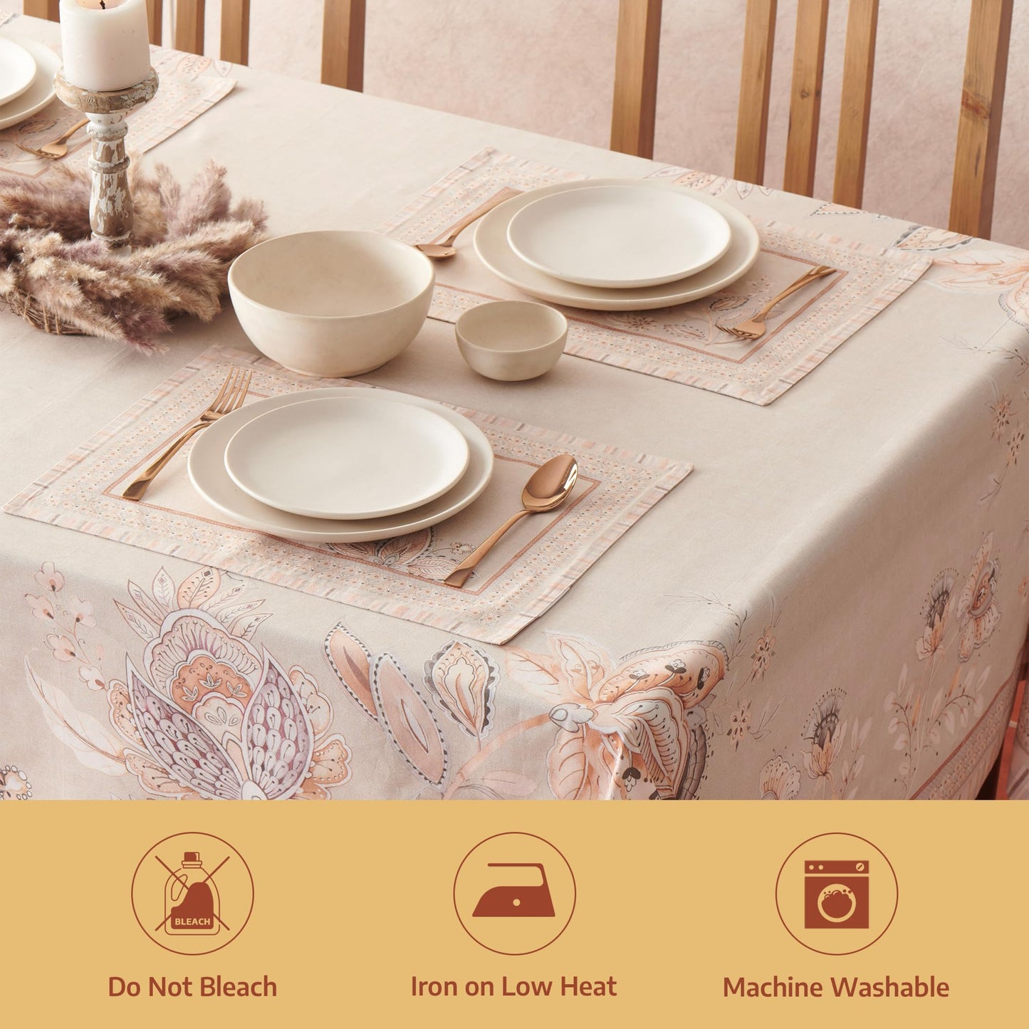 Maison d' Hermine Premium Table Cloth Rectangle Table 100% Combed Cotton 120 x 70 Inches Tablecloth Reusable Decorative for Dining Room, Farmhouse, Home, Party, Festive & Wedding - Society Florals