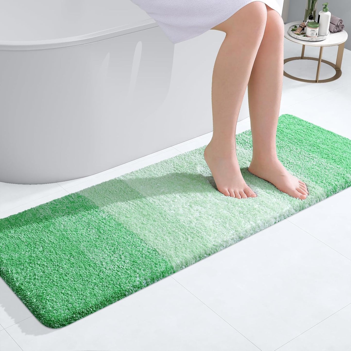 OLANLY Bathroom Runner Rug - Extra Soft Microfiber Mat | Quick-Dry, Washable, 47x17 Inches, Green