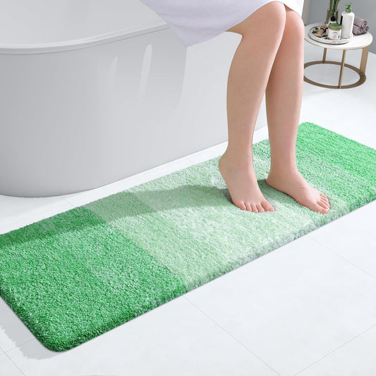OLANLY Bathroom Runner Rug - Extra Soft Microfiber Mat | Quick-Dry, Washable, 47x17 Inches, Green