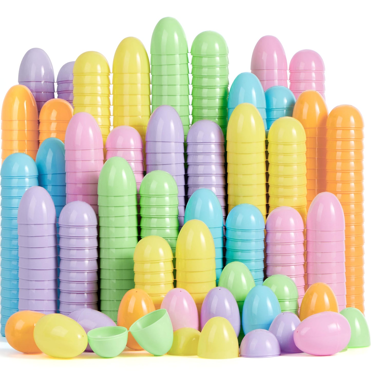 JOYIN 3.15" Pastel Easter Eggs, 500PCS Large Plastic Eggs, Empty Colorful Fillable Eggshells for Easter Hunt, Party Favor, Basket Stuffers Filler, Classroom Prize Supplies