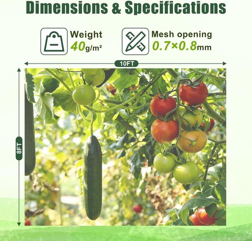 Feed Garden Garden Netting - 8x10FT Ultra-Fine Mesh PE Cover for Vegetables & Fruits Protection