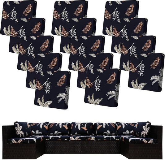 Skiennix 14-Piece Stretch Patio Cushion Covers - Washable Outdoor Couch Slipcovers | Coconut Trees Design
