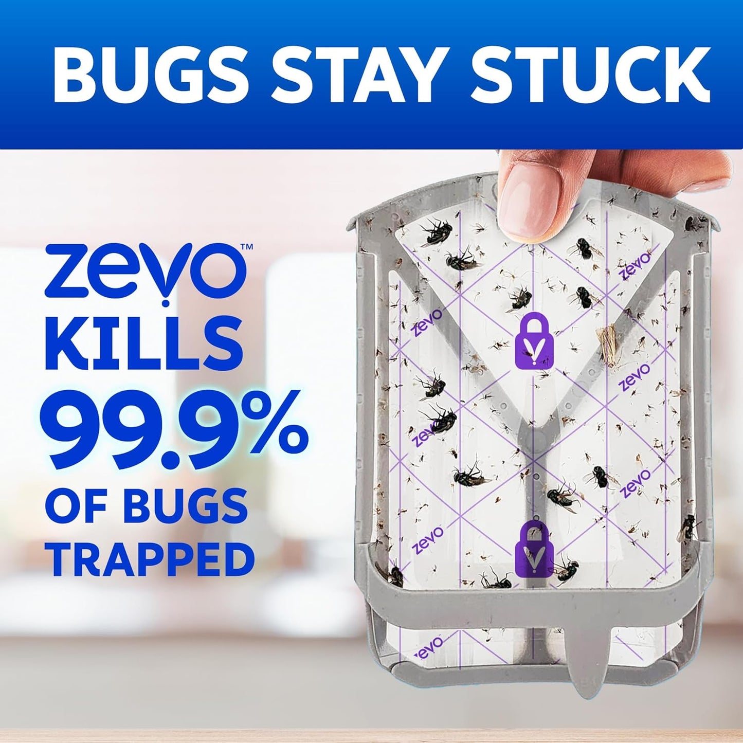 Zevo Flying Insect Trap Refill Cartridges - Trap+Lock Technology for Gnats & Flies | 6 Pack