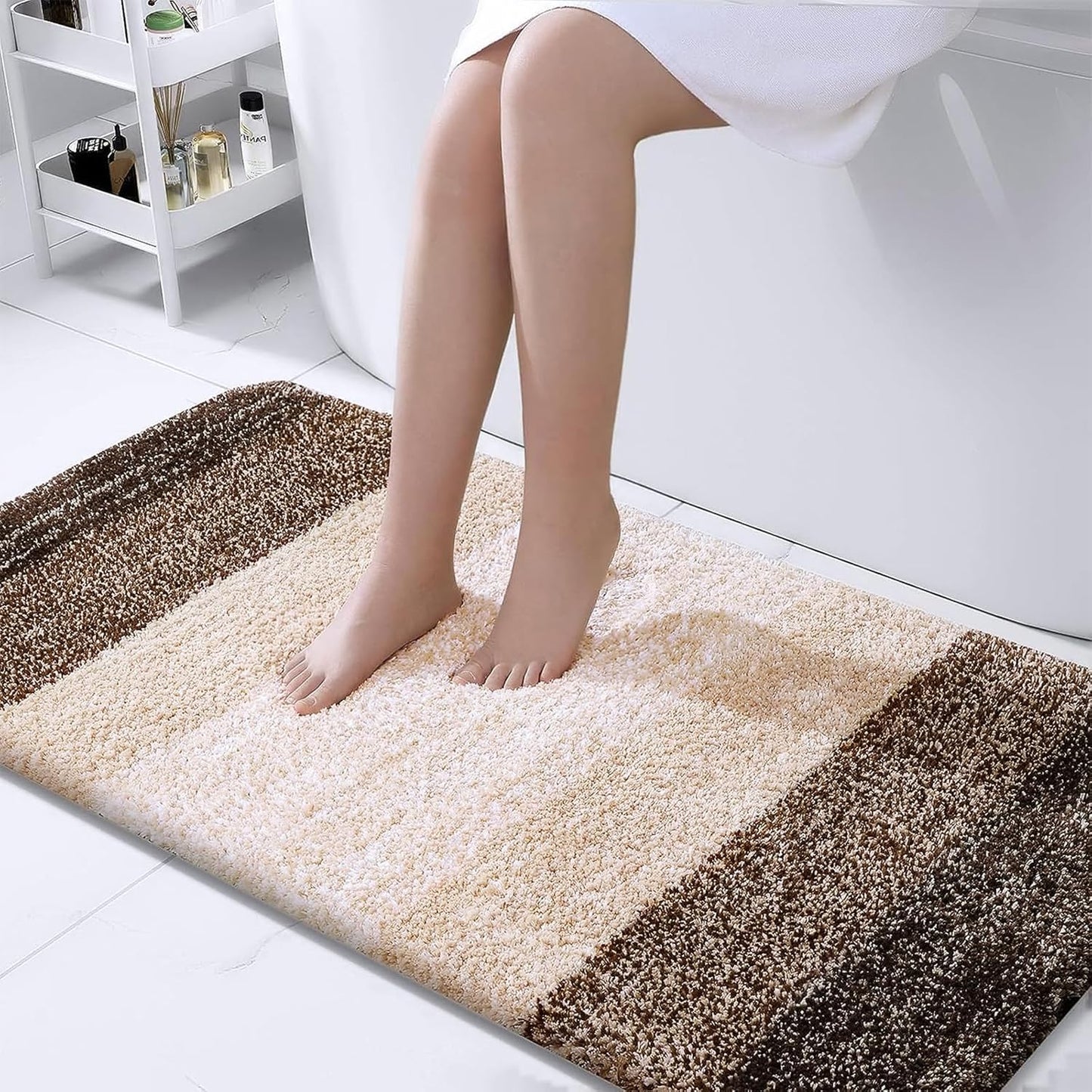 OLANLY Large Bathroom Rugs - Extra Soft Microfiber Mat 40x24 | Quick Dry, Washable, Light Brown