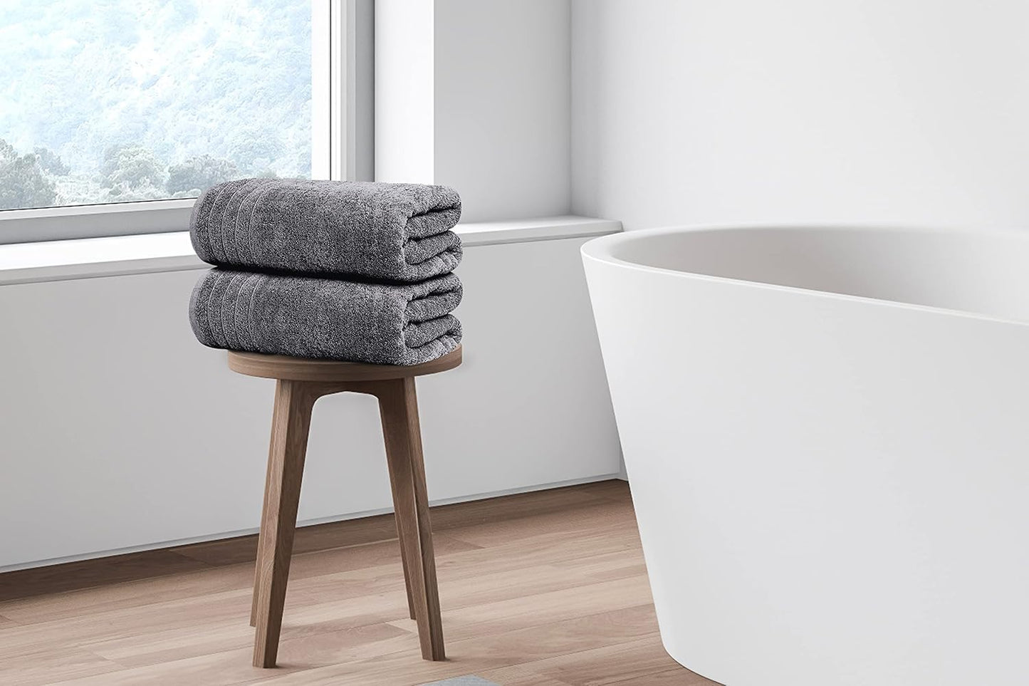 Tens Towels | Extra Large 100% Cotton Bath Towels - Soft, Absorbent & Quick-Drying | 30 x 60 Inches - Dark Grey (Pack of 4)