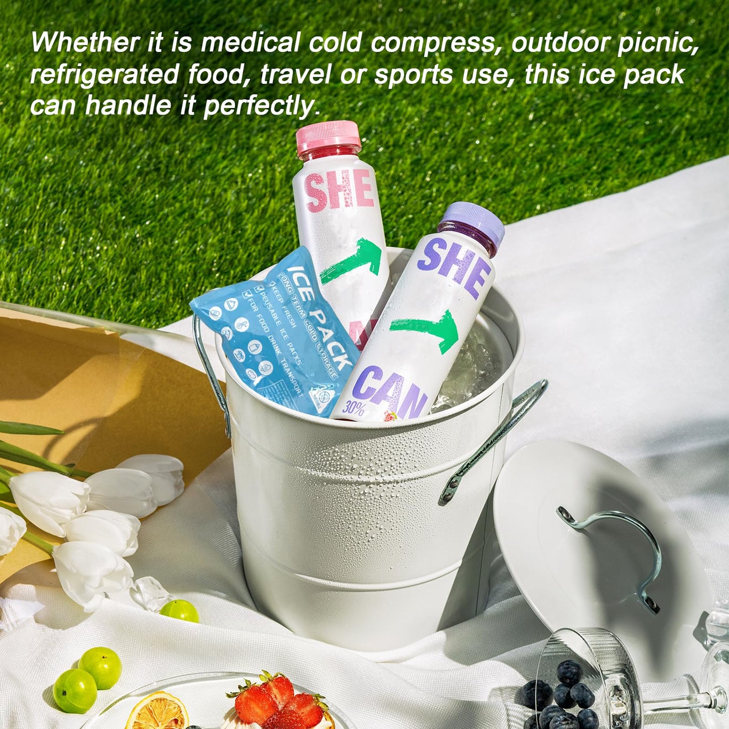 Lagincig 50PCS Ice Packs for Coolers Shipping Lunch Box - Cold Cooler Bag Long Lasting Reusable Ice Pack Gel Freezer Packs for Camping Beach Fishing Shipping Food