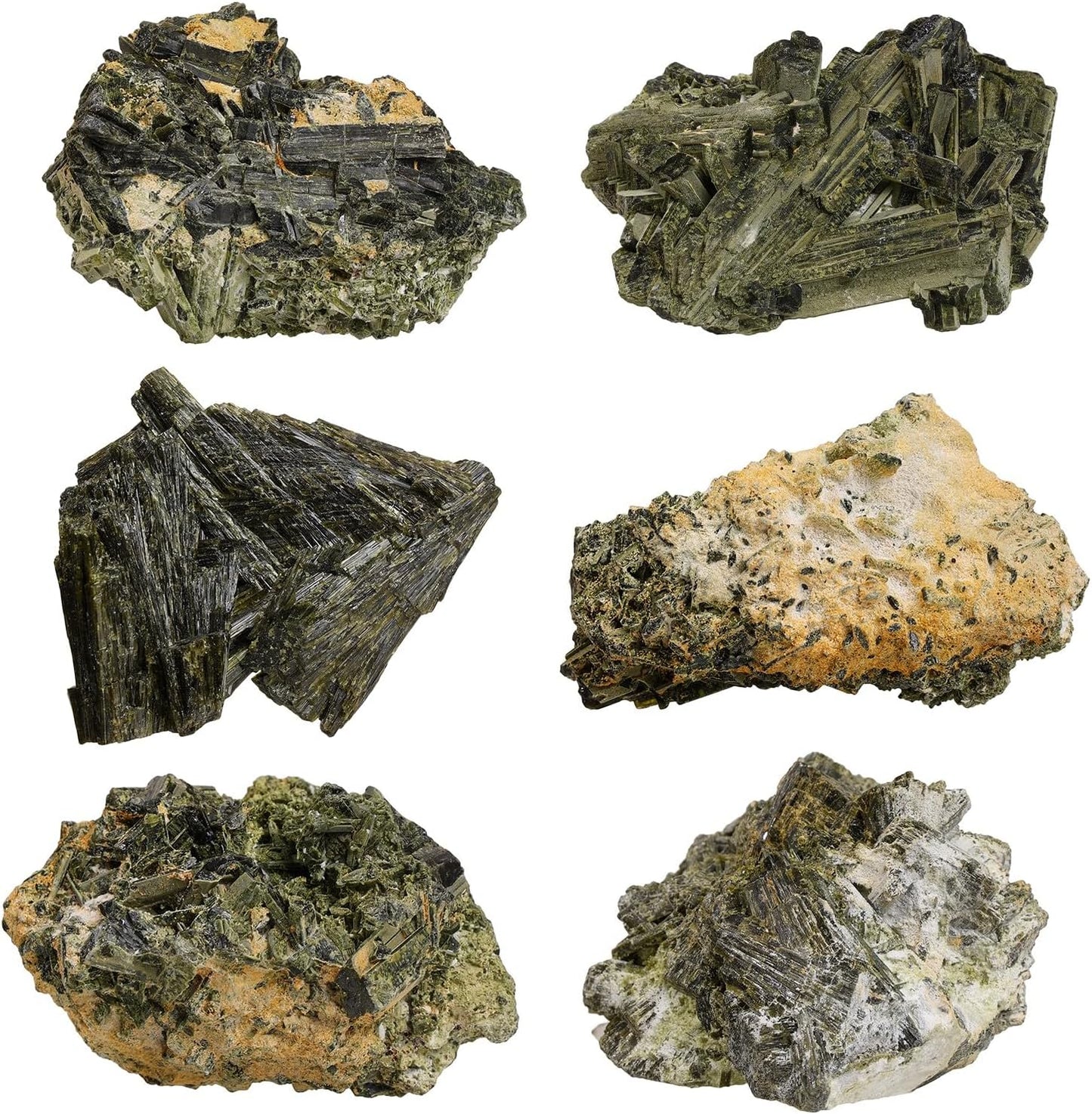 Sportmusies Natural Raw Green Tourmaline Crystal Cluster Reiki Healing Home Office Decoration, Irregular-Shaped Green Tourmaline Stone Mineral Specimen, 1.88-5.03 inches