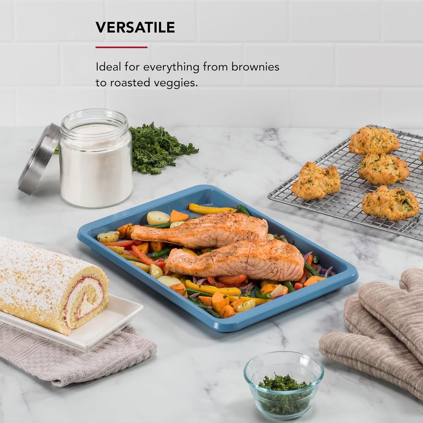 KitchenAid Nonstick Aluminized Steel Baking Sheet - 9x13in | Stylish Blue Velvet Finish