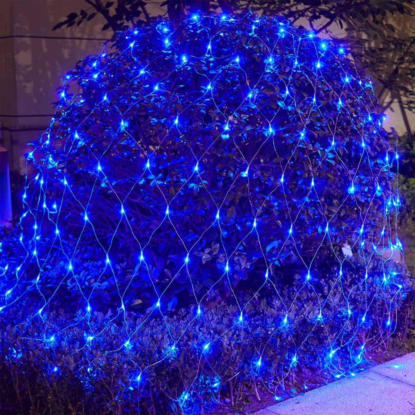 WATERGLIDE 360 LED Outdoor Christmas Net Lights - 12FT x 5FT, Waterproof with 8 Lighting Modes | Blue Holiday Decor