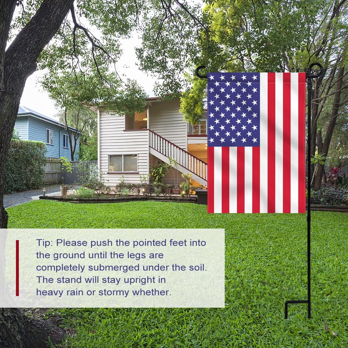YEAHOME Premium Garden Flag Stand Holder - Weather-Proof Metal Flagpole for All Seasons | 2PC Set