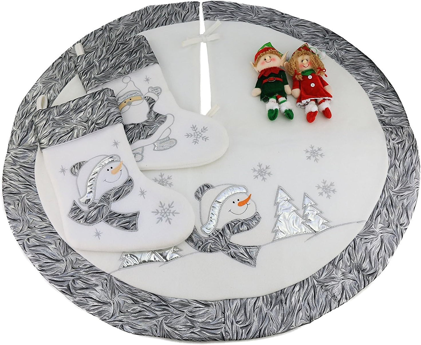 Classic Christmas Stockings Set of 2 - Santa & Snowman 17-Inch Holiday Decor