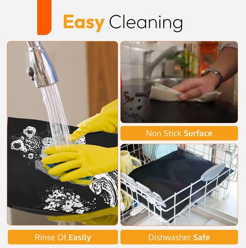 Heavy Duty Oven Liners for Bottom of Oven, Non Stick Teflon Liners for Electric or Gas Ranges, Reusable Mats for Electric Gas Microwave or Grill, BPA & PFOA Free Spill Guard, Kitchen Accessory