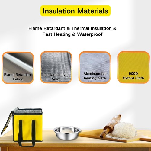 Dough Proofing Box Heater 100w,Sourdough Starter Warmer with NTC Sensor,20L Proofer Foldable Precise Control Temp & Time for Fermentation Sourdough,Yogurt,Natto,Yellow