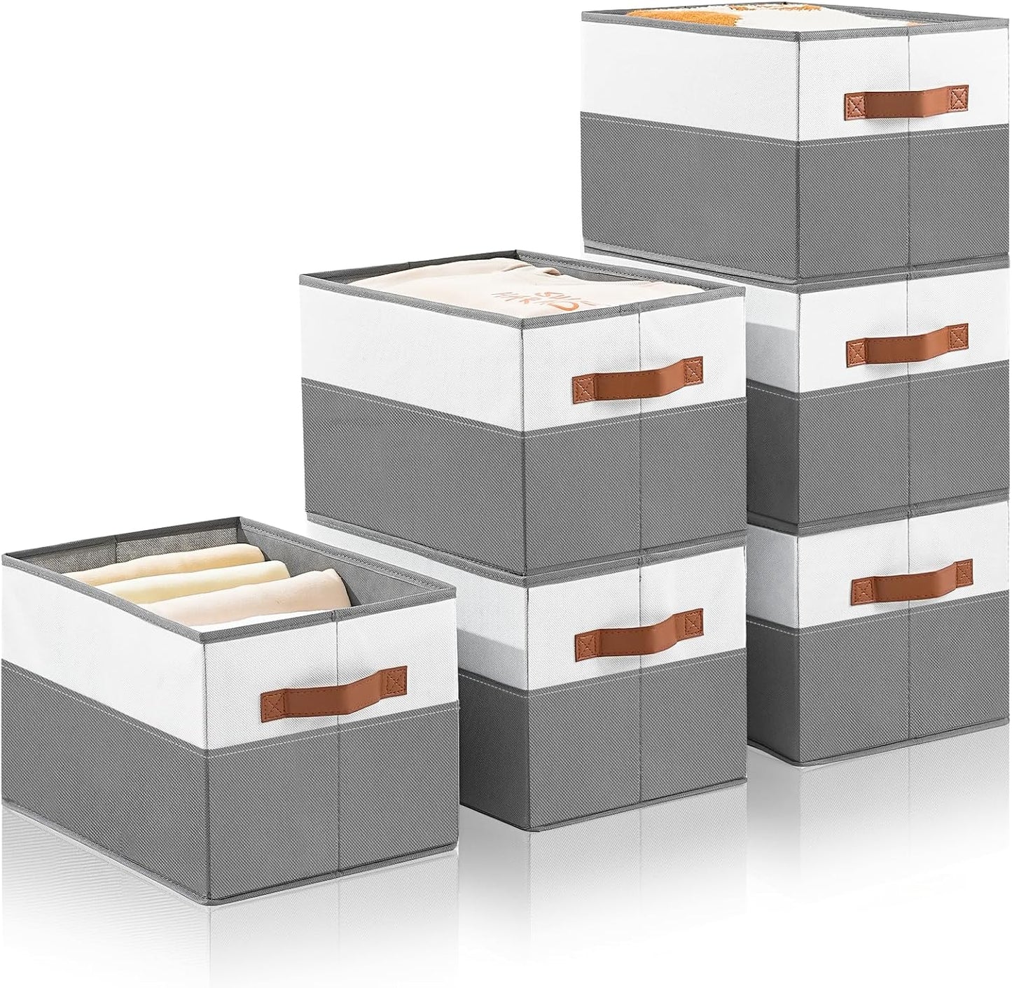 Large Storage Bins by [Brand Name] - Collapsible Fabric Organizer Baskets for Clothes & Blankets | 6 Pack