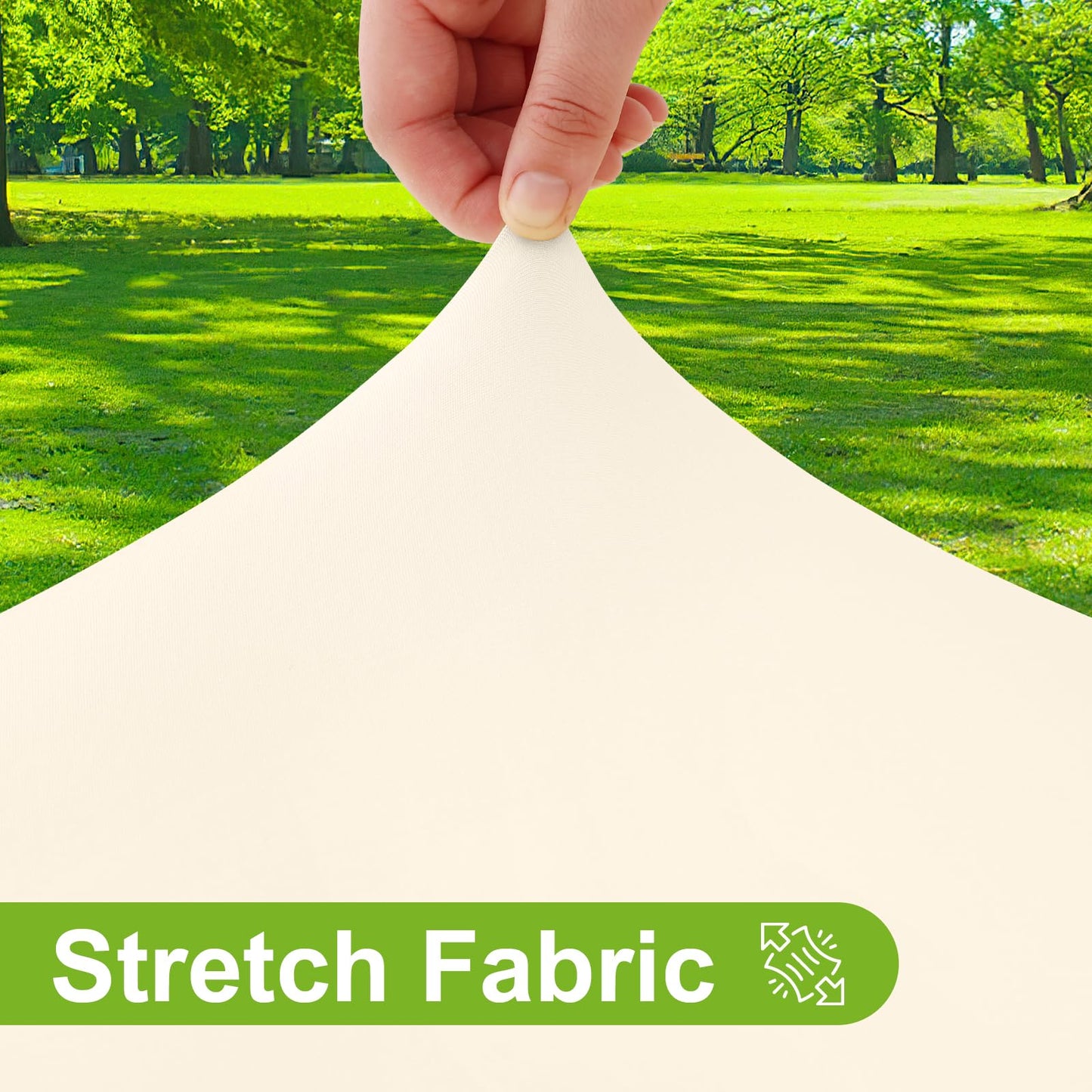 Smiry Round Spandex Tablecloth, Elastic Fitted Washable Tablecloths for 42"-50" Tables, Waterpoof Stretch Picnic Table Cover for Dining, Indoor and Outdoor, Beige