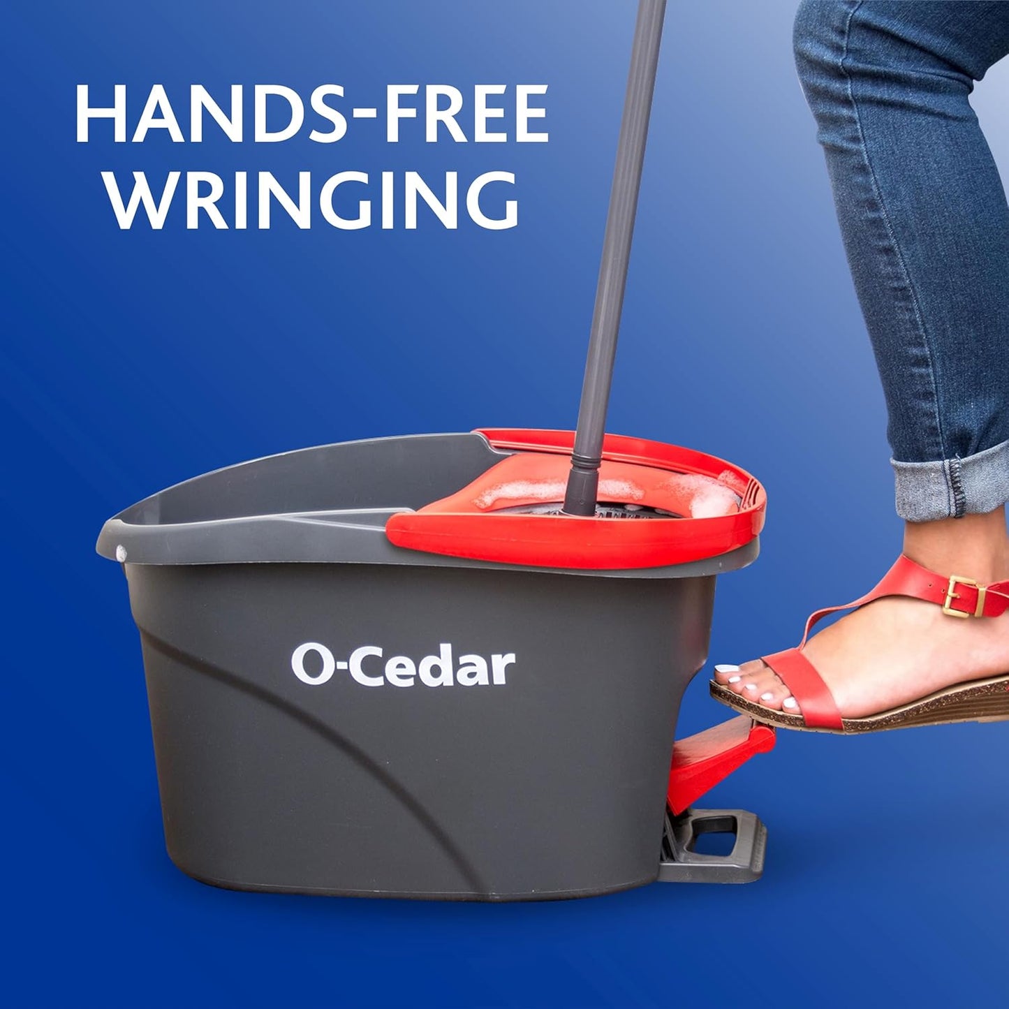 O-Cedar EasyWring Microfiber Spin Mop System - Includes 2 Extra Refills | Red and Gray