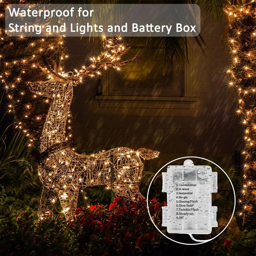 Beieverluck 100 LED Fairy Lights - 33FT Battery Operated String Lights with Remote & Timer | Waterproof for Indoor/Outdoor Use