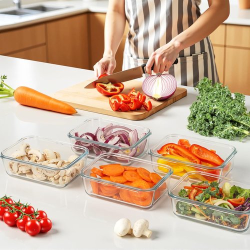 Glass Meal Prep Containers by [Brand Name] - 25oz Borosilicate Food Storage with Airtight Lids | BPA-Free, Microwave & Oven Safe