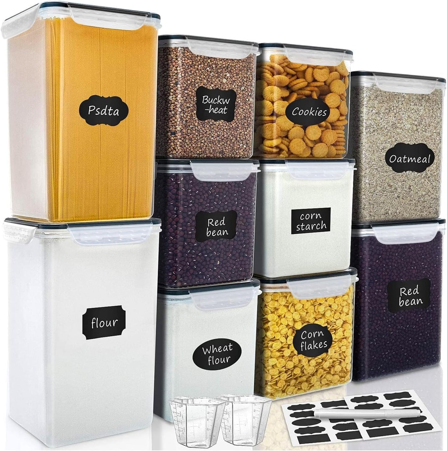 VERONES Airtight Food Storage Containers - 10 Pack Plastic Canisters for Kitchen & Pantry Organization