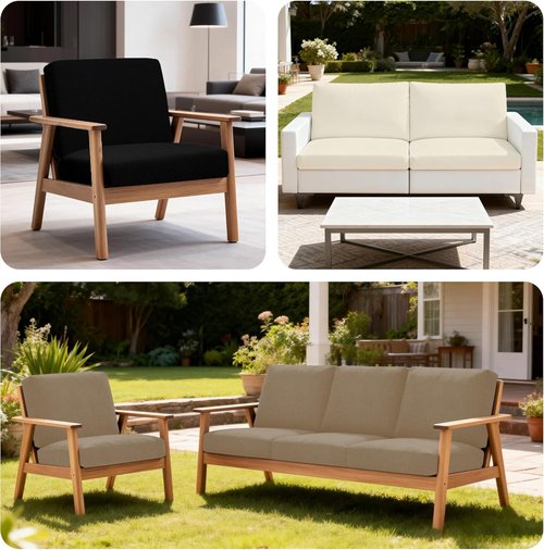 BIETYONE Patio Cushion Covers - 4Pcs Outdoor Sofa Slipcovers | Washable & Reusable Furniture Protectors