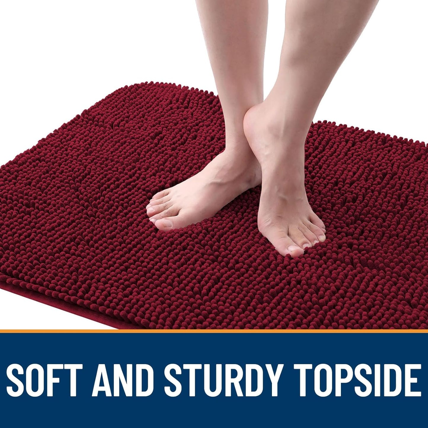 OLANLY Dog Door Mat - Absorbent Non-Slip Chenille for Muddy Paws | 59x32, Quick Dry Indoor Entryway Carpet, Burgundy