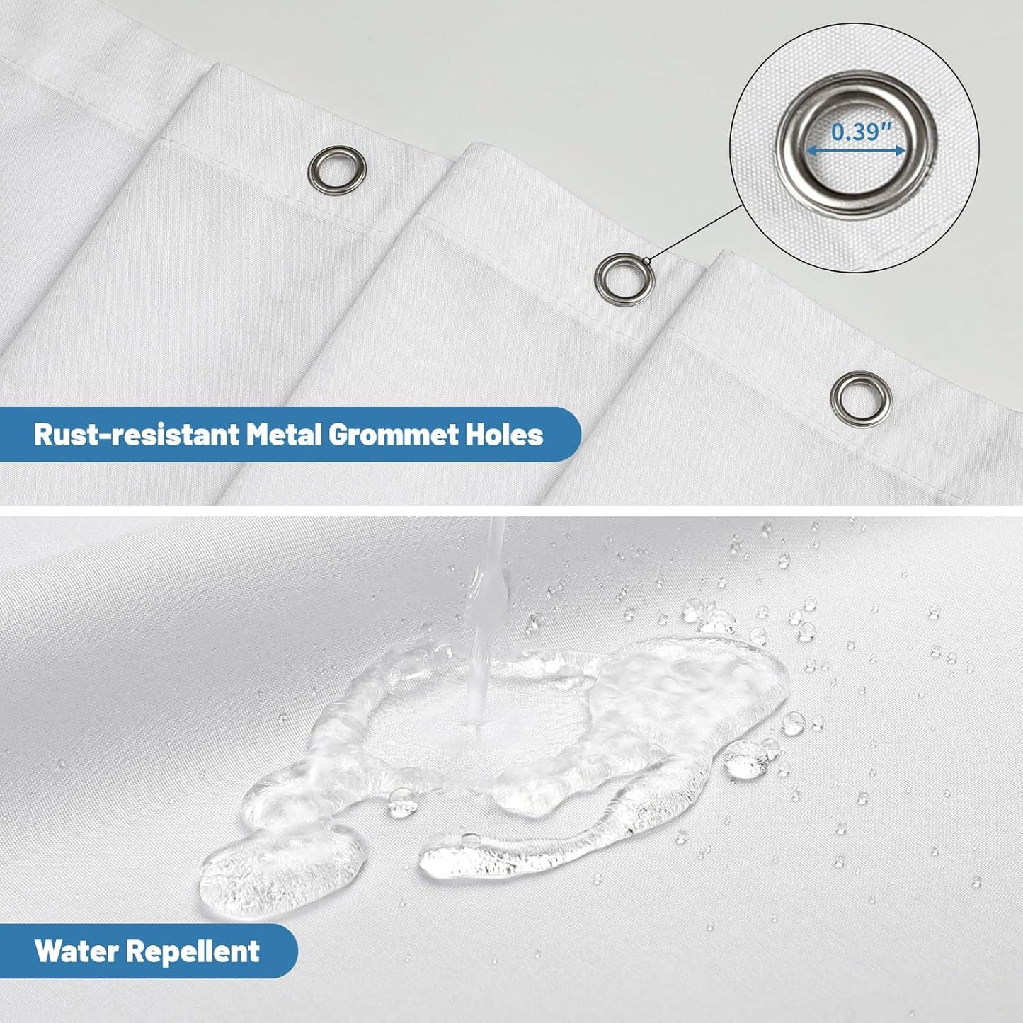 Regine Switzerland Water-Repellent Shower Curtain Liner - Hotel Quality, Machine Washable, 72x72in White